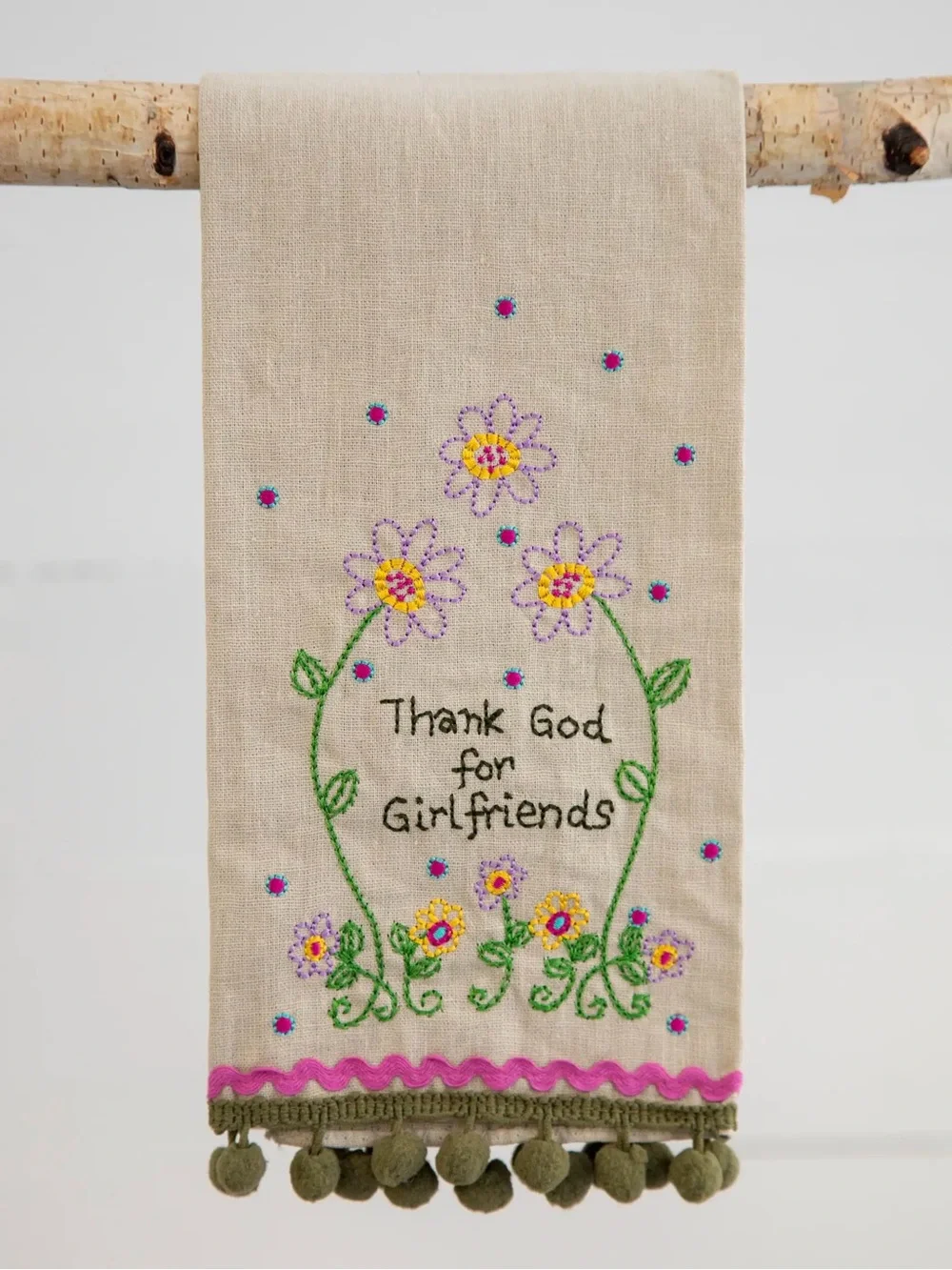 Natural Life Embroidered Linen Hand Towel
